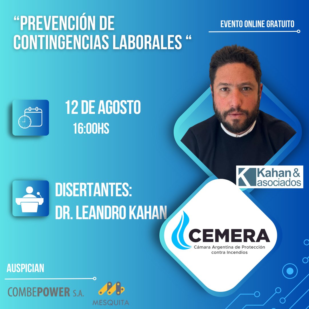 Estimados asociados y colegas del rubro, los invitamos a participar de un nuevo evento online GRATUITO brindado por el Dr. Leandro Kahan.
.
Lunes 12 de agosto · 16:00 - 18:00 eventbrite.com/e/prevencion-d…
<a href="/redcame/">CAME</a> <a href="/FECOBAORG/">FECOBA</a>