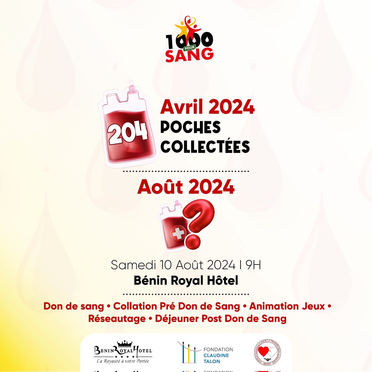 Identifies trois ami.es et convie-les au Bénin Royal Hôtel ce samedi ?
Top c'est parti !

<a href="/AngeAkanro/">𝙰𝚔𝚊𝚗𝚎𝚕🍀</a> <a href="/blackdekpe/">Abdel</a> <a href="/Mr__Achraf/">Achraf🐣</a> 
On se donne rendez-vous ce samedi à #1000poursang !