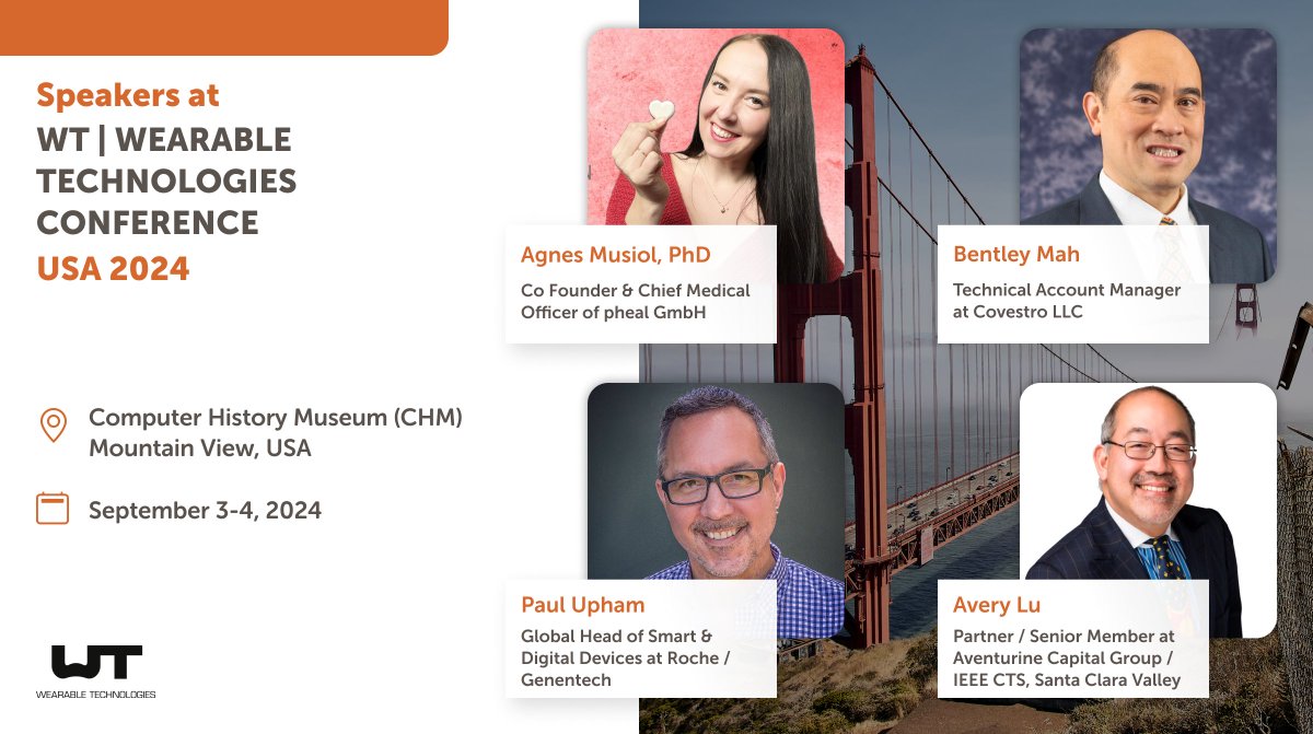 WearableTech's tweet photo. The future of wearable technologies is almost here!🚀 

Join us at the #WTUS24 Conference. Learn from 40+ industry leaders, explore the latest innovations and network with like-minded professionals. 

Don't miss out 🔜 https://t.co/l8GDQzs9tF

#innovation #wearable #healthcare https://t.co/lgJ4mOPCf2