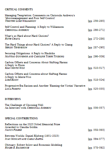 ErasmusJPE's tweet image. Check out our newest issue: with a special issue on Intra- and Interpersonal Dilemmas in Ethics and Rational Choice, Obituaries for Daniel Ellsberg and Robert Solow and much much more freely accessible: ejpe.org/journal/issue/…