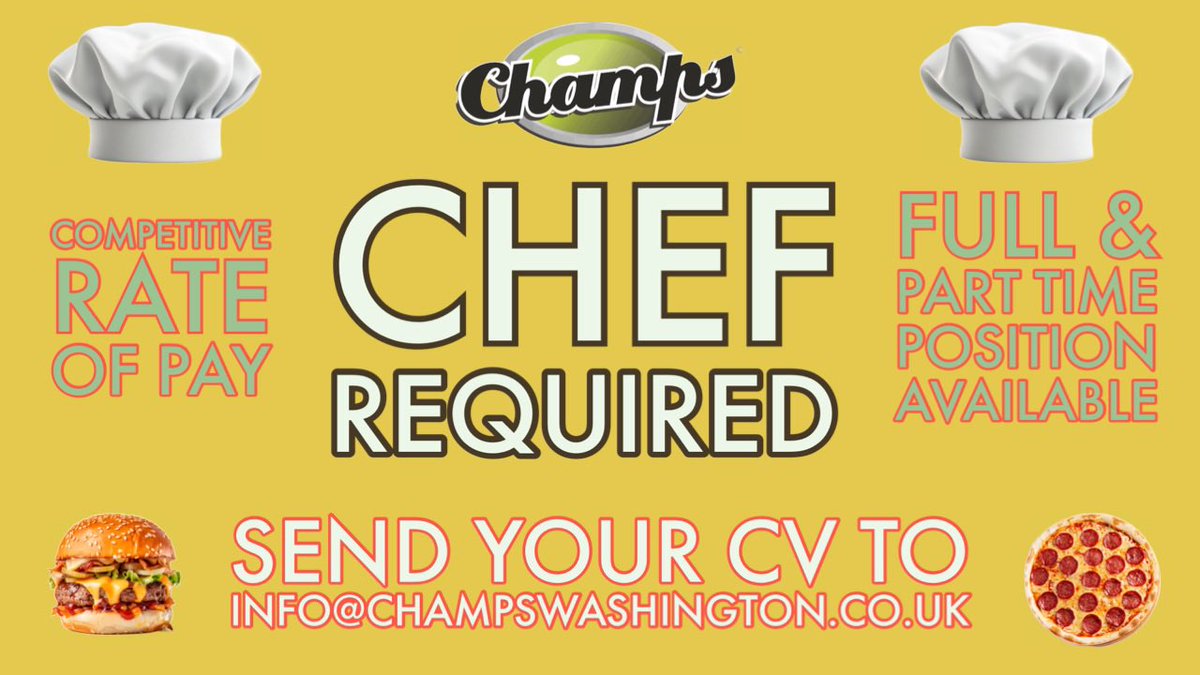 Champswashy's tweet photo. Chef de partie required to join our team, full and part time position available. Competitive rates of pay. Send us a copy of your cv to info@champswashington.co.uk https://t.co/kO2freKScF