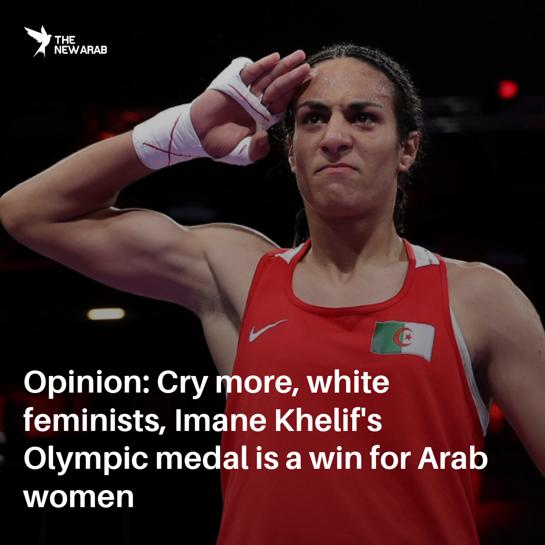 "Western feminism cannot bear the idea that an Arab, Muslim woman flipped the odds domestically and then defeated archetypical White, western females on the international stage." - <a href="/TharwaBoulifi/">Tharwa Boulifi</a>

READ 🔗 newarab.com/opinion/cry-mo…

#OlympicGames #Paris2024