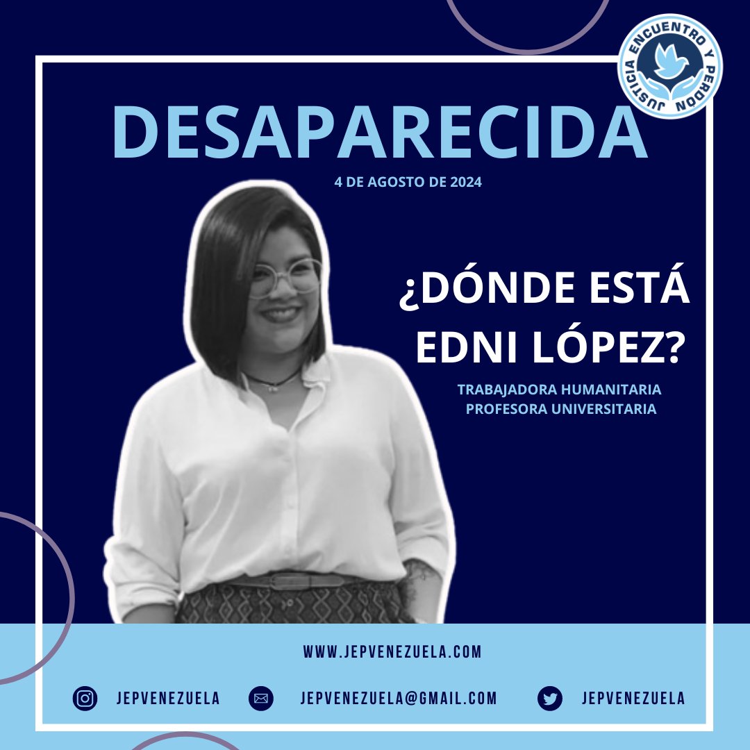 #ATENCIÓN ¿Dónde está Edni López?  Desde hace más de 20 horas su familia desconoce su paradero.  

Este #4Ago iba saliendo de viaje por el Aeropuerto Internacional Simón Bolívar de Maiquetía con destino a Buenos Aires y fue retenida por organismos de seguridad del Estado a las