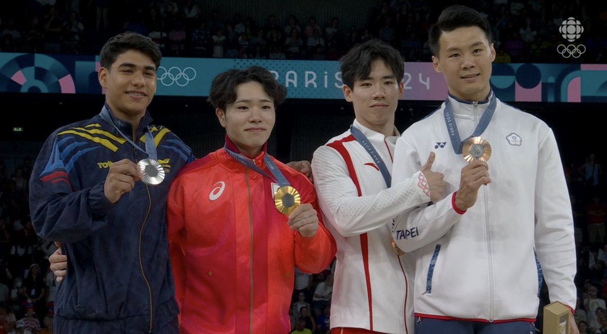 AlertaNews24's tweet photo. 🇯🇵 | ALERTA OLÍMPICA - PARÍS 2024: Gimnasia artística: Barra fija masculino.

🥇🇯🇵 Oka Shinnosuke - Japon.
🥈🇨🇴 Angel Barajas - Colombia.
🥉🇨🇳 Zhang Boheng - China.
🥉🇹🇼 Tan Chia-Hung - Taipei.

#Paris2024   #Olympics  
#ArtisticGymnastics https://t.co/WQi3HSKHP9