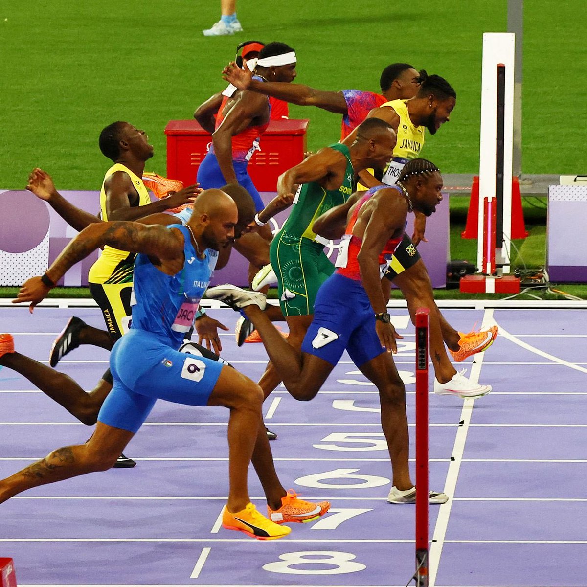 revmahoney's tweet image. I love track and field and I was not disappointed in the Olympic 100 m men’s final as America’s Noah Lyle won by .005 seconds! #USA #WorldsFastestMan