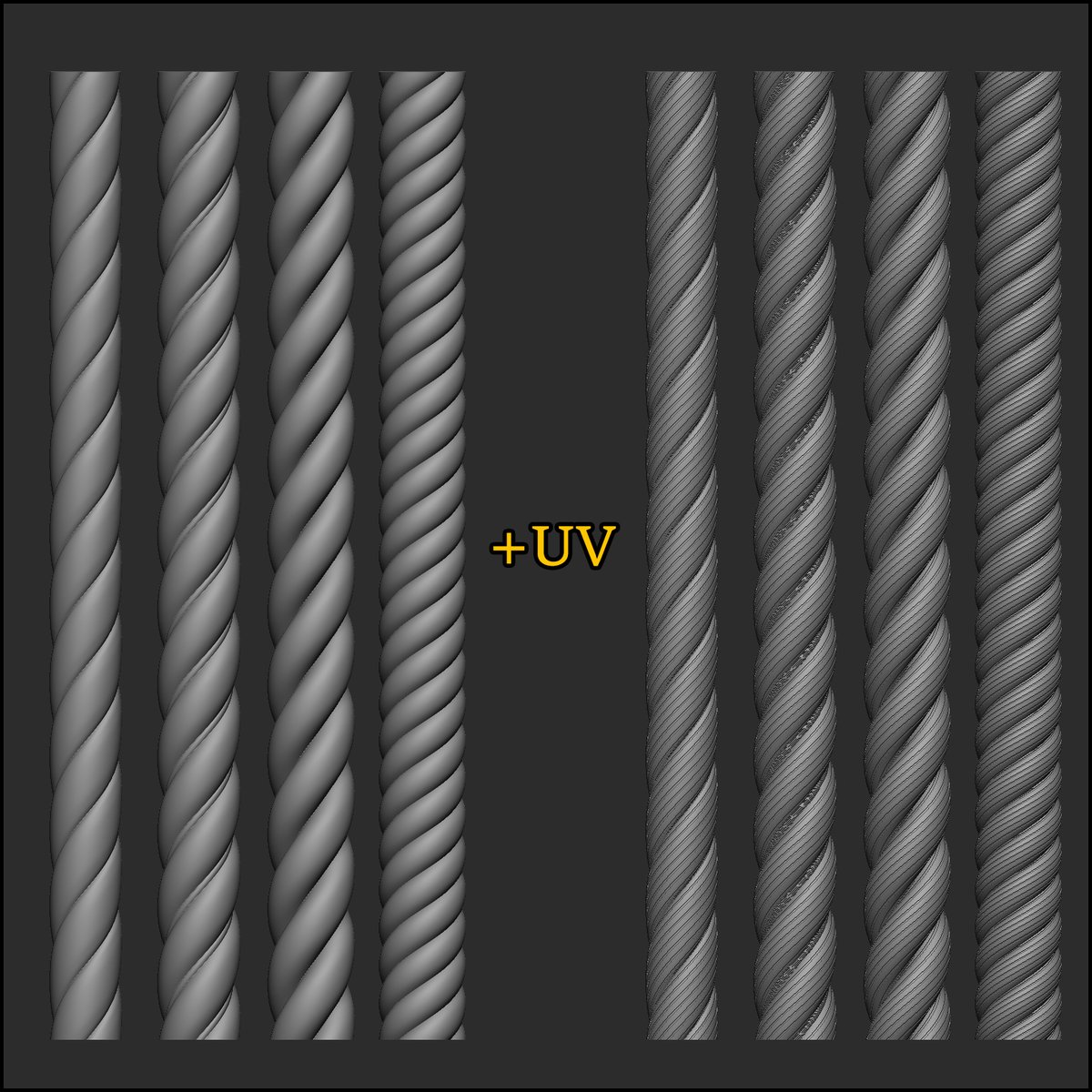 Hello everyone ! 

I spent some time creating these rope brushes for my personal projects and thought I’d share them with everyone. They come with UVs, so you can use textures for added details.

hope it helps ! : )

artstation.com/marketplace/p/…
