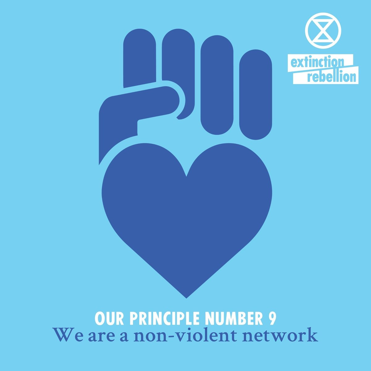 Violence, thuggery and looting on the streets, ordinary people feeling unsafe on the streets and in their own homes. This isn't the way. 
Now, hold your breath and know that with love and empathy a better world is possible.
#XR is a nonviolent movement, we're here for all of us.