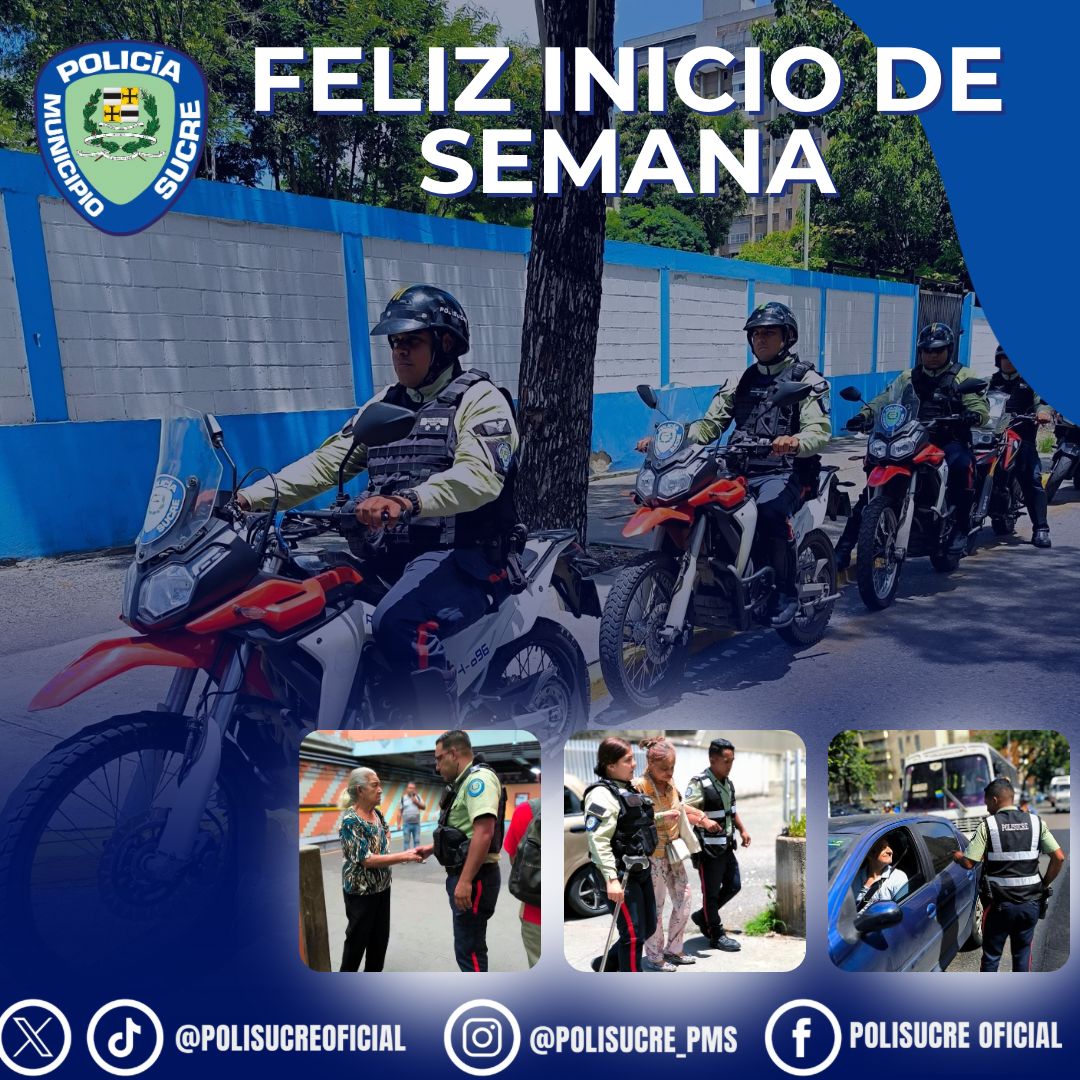 Comprometidos en garantizar la paz y seguridad de los habitantes del Gran Municipio Sucre del estado Bolivariano de Miranda, iniciamos una nueva semana con nuevas energías y con plen disposición de honrar los valores de solidaridad, humanismo y respeto 

#ServirYProtegerPMS