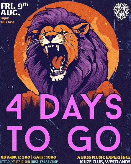 4 DAYS TO GO!! ✨✊🏾

GRAB YOUR TICKETS
🎟️ Tickets:Advance 500 KSH | Gate 1000 KSH – LINK IN BIO
ift.tt/EiHBOWu

📅 Friday, August 9th 
📍 MUZE Club, Westlands 

#DJSirLoin #CocoKahi #RYTE #Z4V3 #EmbraceTheBass #BigBadAndHeavy #BigBadAndHeavyKE #… instagr.am/reel/C-SfbHFoO…