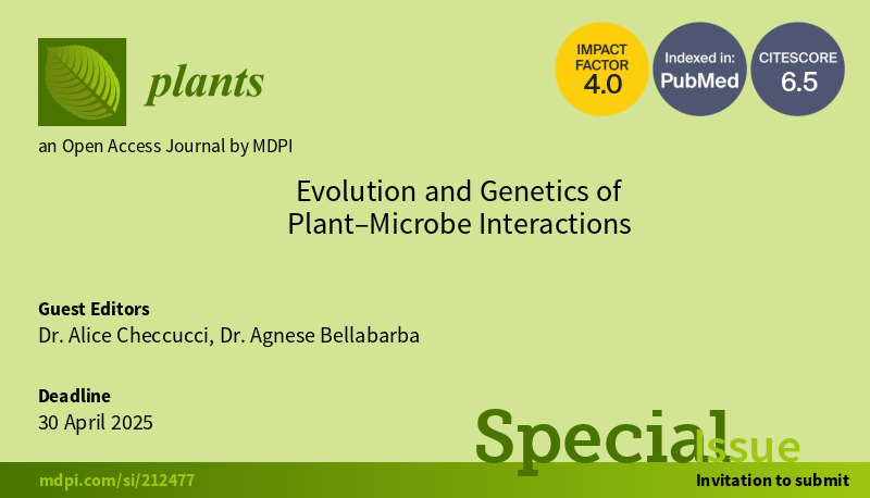 Open for submission ! <a href="/Plants_MDPI/">Plants MDPI</a> <a href="/MDPIOpenAccess/">MDPI</a>  #plantsvszombies  #plantmicrobeinteraction  
<a href="/InsB15/">Agnese Bellabarba</a> <a href="/DagriUnifi/">DAGRI - UNIFI</a>