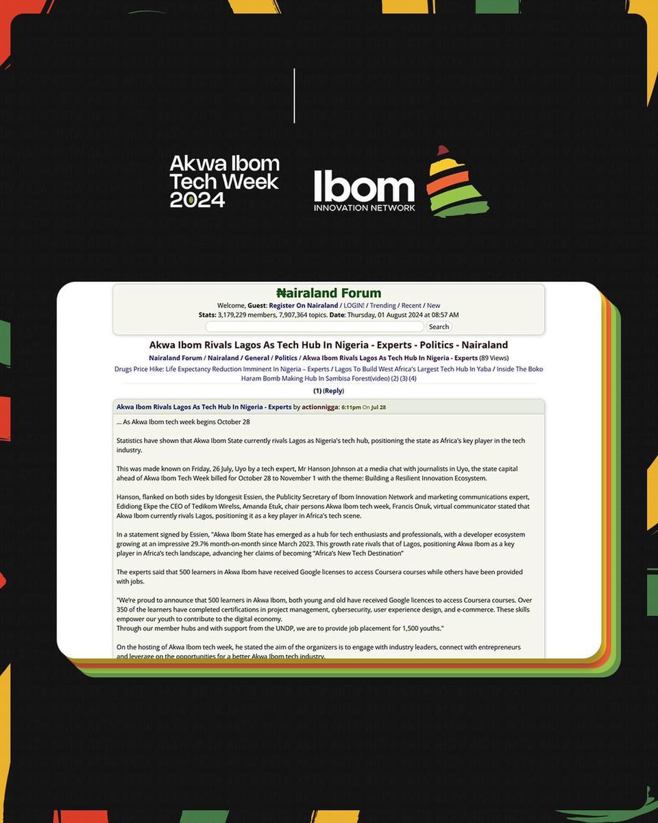 Ubohoekott's tweet photo. Register now via the link : https://t.co/WgjAtnTWuh

.
.
.
.
#AkwaIbom #AkwaIbomTechWeek #AkwaIbomTechWeek2024 #IbomInnovation #TechWeek2024 #InnovationEcosystem #AkwaIbomTech #TechInNigeria #BuildingTheFuture #InnovationHub #TechCommunity #JoinTheMovement #AKTW2024 #WomenInTech https://t.co/ZjQdq2BF6V