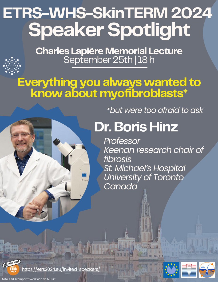 WoundHeal's tweet photo. #ETRSSpeakerHighlight Professor Boris Hinz will speak at the ETRS-WHS-SkinTERM 2024 Charles Lapière Memorial Lecture!
It's not too late to register for the meeting! https://t.co/wvuEe186cu
#WHS #ETRS #SkinTERM #WoundHeal #WoundHealing https://t.co/xxge4tTBl5
