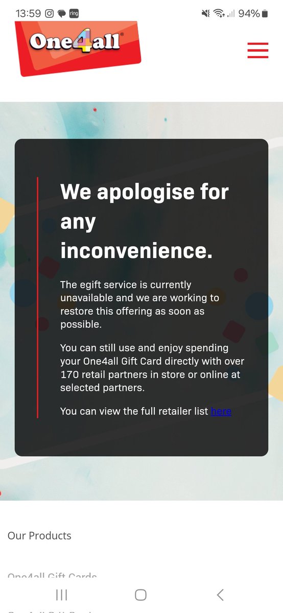MaxineKH's tweet photo. @One4allGiftUK highly frustrating that they only offer gift cards and don't allow ecards. Thesr are usually used towards something. I wouldn't of bought this otherwise. False advertising and extremely annoying! https://t.co/zhwLPYn1N5