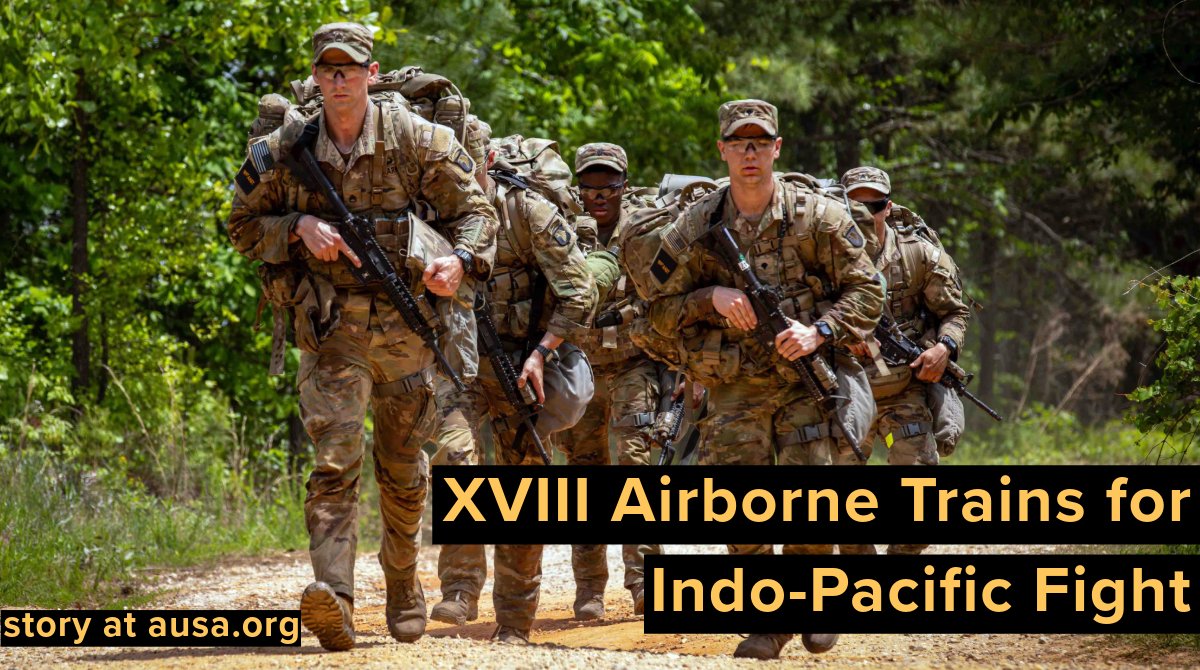 AUSAorg's tweet photo. XVIII Airborne Trains for Indo-Pacific Fight

Corps Tackles First Warfighter Exercise in Critical Region

#ReadMore: https://t.co/4s1Uv2iSGj

@18airbornecorps @USARPAC @FORSCOM #AUSAorg #AUSA #USArmy #Pacific #indopacific #training #combatoperations https://t.co/hZNETdOa27