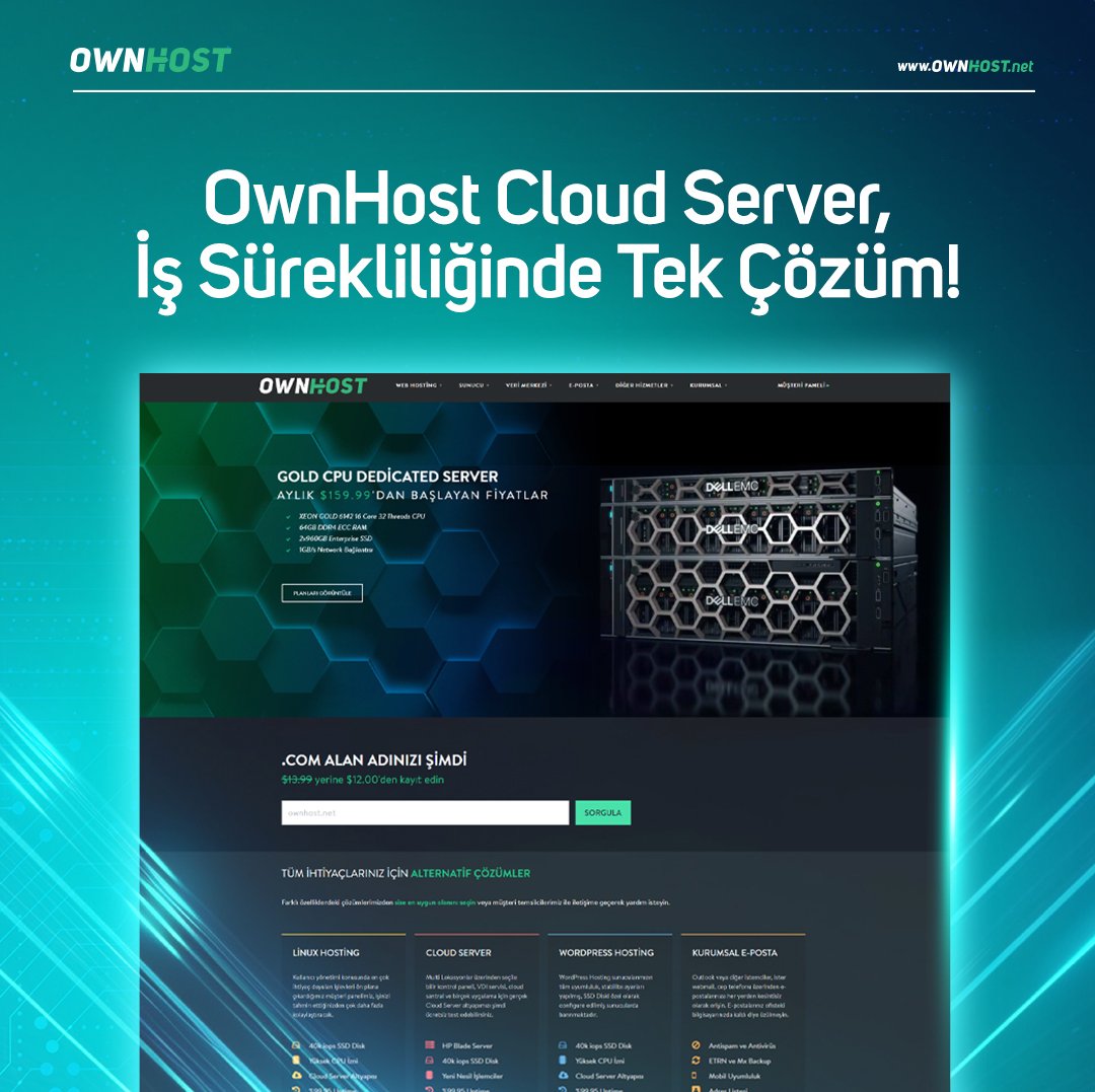 OwnHost Cloud Server, İş Sürekliliğinde Tek Çözüm!
#ownhost #verigizliliği #web #server #sunucu