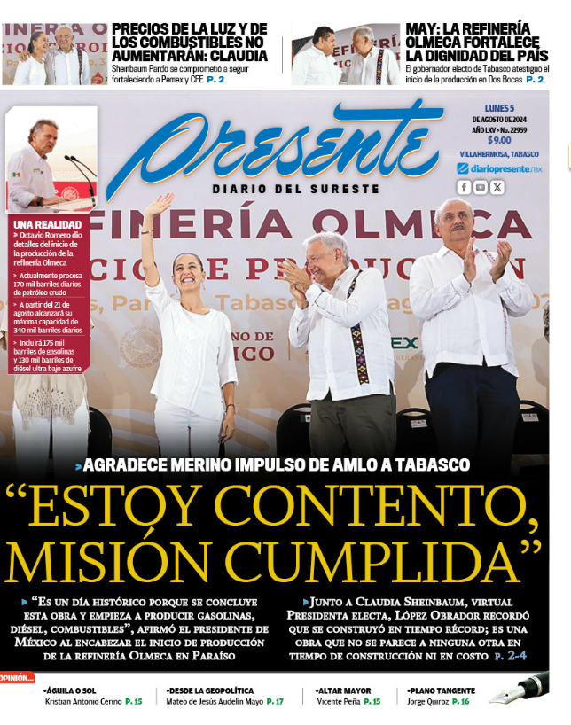 DiarioPresente's tweet photo. #PortadaPresente 🗞: "Estoy contento, misión cumplida" 
➡ https://t.co/QNI7zpizz7 https://t.co/aWhrBYPlBB