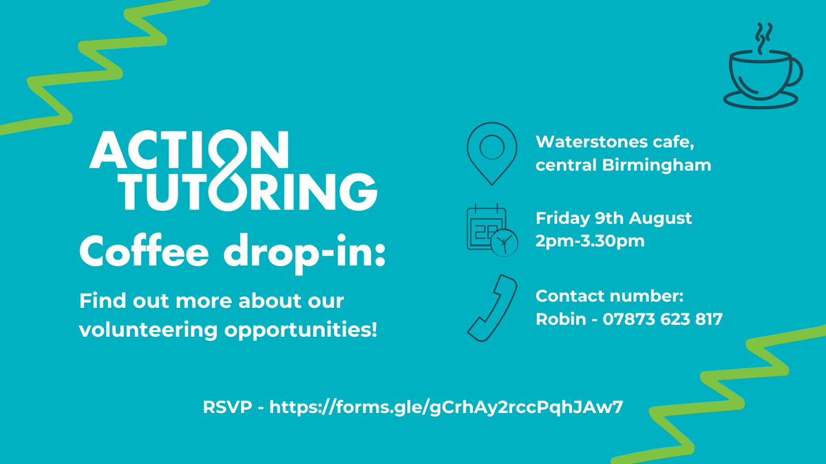 Join <a href="/ActionTutoring/">Action Tutoring</a>  this Friday for a coffee drop-in session where you can find out more about their volunteering opportunities in #Birmingham!