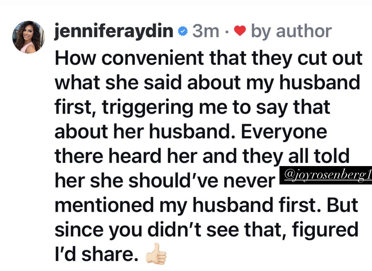 Wow Jennifer says they cut out the part where Danielle was talking about her husband first! 

#RHONJ 
#Bravotv
