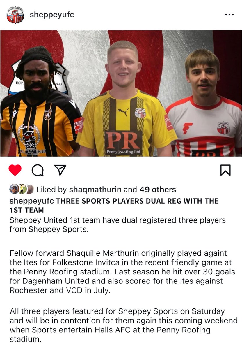 DagenhamUTD_FC's tweet photo. Big congrats @Shaq_Mathurin on the move to @SheppeyUFC 👏🏼 #Bagsman 

Been a pleasure having you here at the club over the last few years and great to see another deserving Dagger climbing the footballing ladder 🪜 ⚽️

#UpTheDaggers ⚔️ https://t.co/MFsEoc0hJB