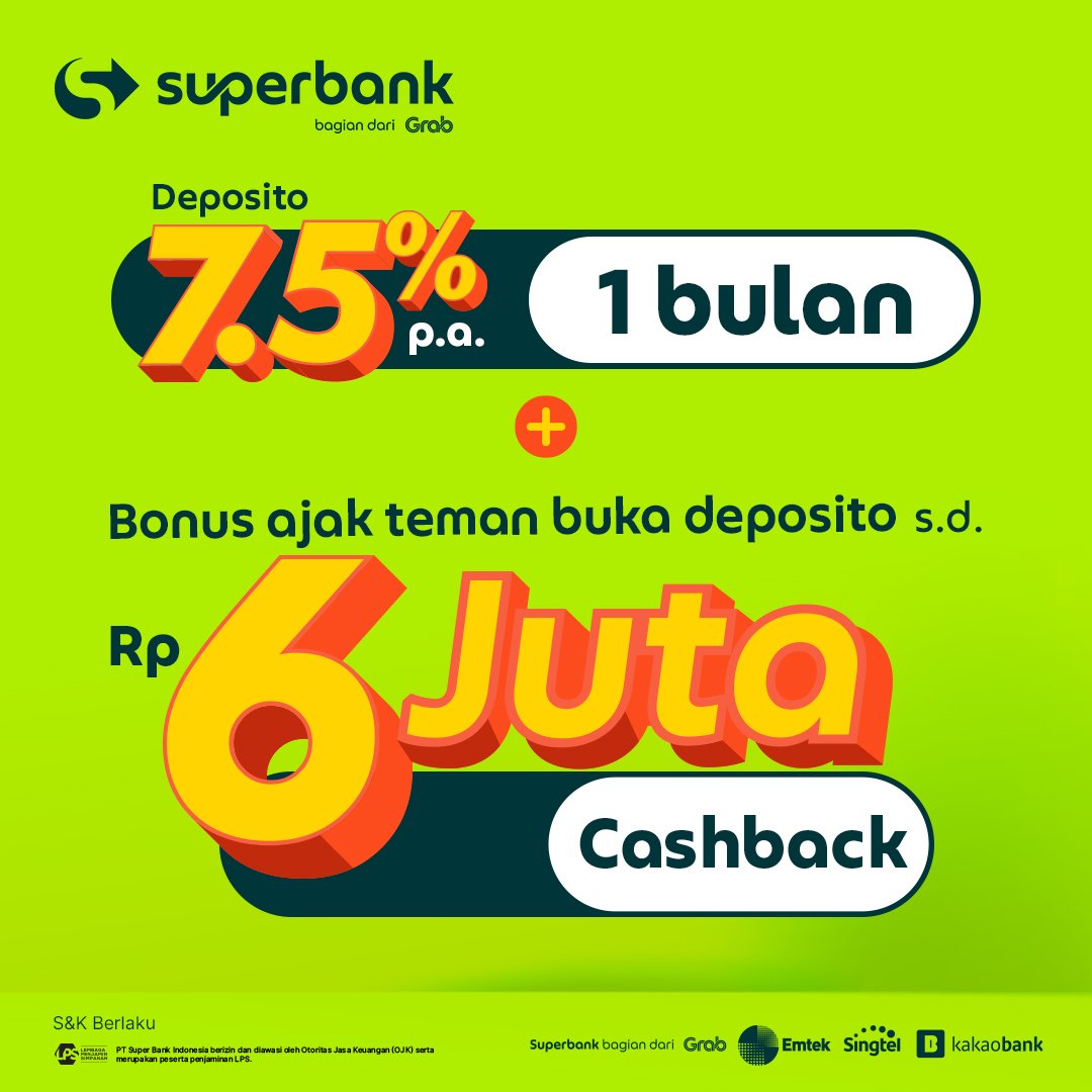 x_yulee's tweet photo. cuma ajak temen buat buka deposito bisa dapet bonus cashback sampai dengan 6jt gila bener nih superbnk 😍
#TemanAjakTeman https://t.co/9LRE6Y7gAC