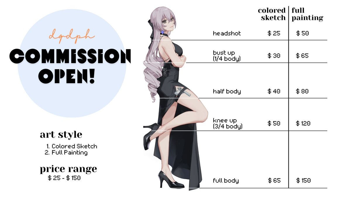 dqdph's tweet photo. [repost and like r very appreciated, tysm]

hi!! i'm accepting commission with 2 art styles, colored sketch and full painting!

↓ https://t.co/YXzpbQR8RN