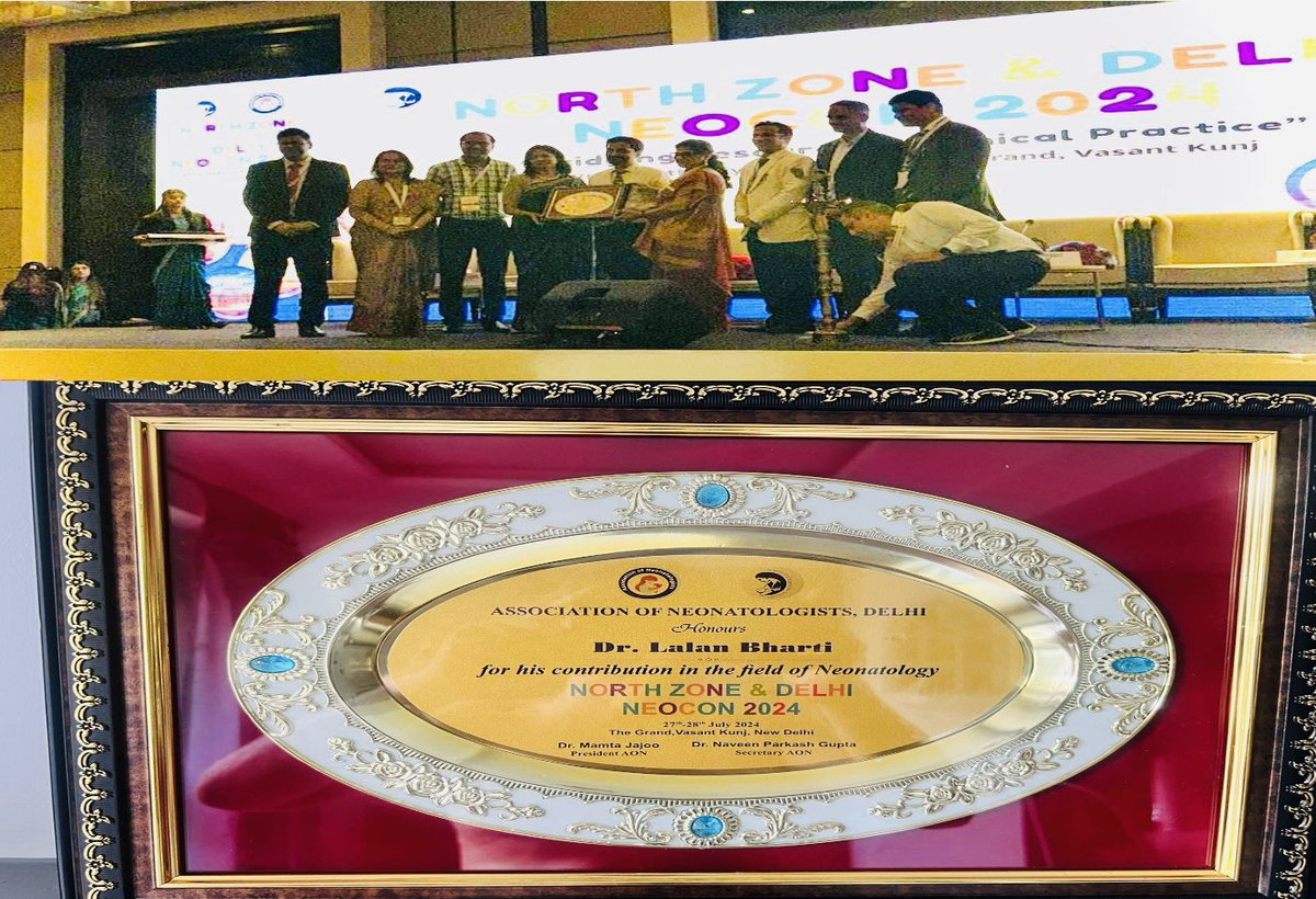 Humbled to receive an appreciation award for my little contributions in the field of Neonatology from the Delhi NNF during the North Zone Neocone. A heartfelt thanks to President Dr. Mamta Jajoo, Secretary Dr. Naveen and the entire dedicated team for this recognition.
