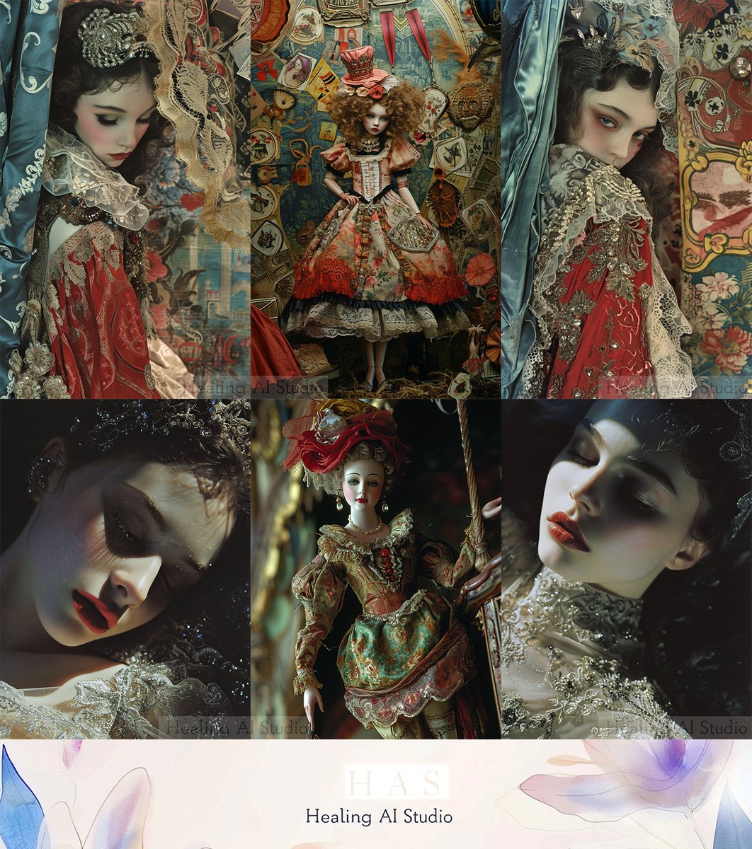 healingaistudio's tweet photo. 신비로운 느낌의 빈티지 로코코 인형과 여자 ai 모델 airt
Rococo vintage-inspired doll and female ai model aiart
#AIArt #Rococo #FantasyFashion #midjourney
#dress #fairytale #RococoArt #VisualArt #DigitalArt #Embroidery #Girl #beautiful #ArtOfTheDay #AIArtwork #doll https://t.co/UyoycIV13f