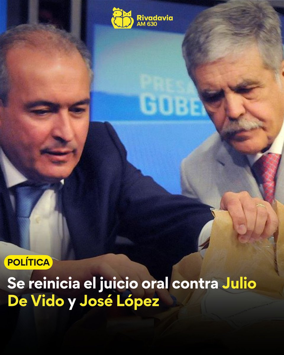Rivadavia630's tweet image. Se reanuda el juicio a Julio #DeVido y José #Lopez debido a un audio clave.

👉Le tomarán declaración a cuatro testigos de la transportadora de gas del sur contratada por el Estado hace casi 20 años.

#Rivadavia630