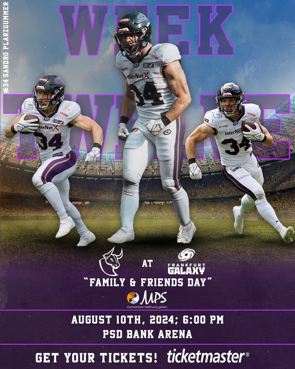 FFM_Galaxy's tweet photo. Vamos! 💜🔥
🚨GAMEWEEK 12🚨
🆚 @MadridBravos
🗓️ 10.08.2024
⏰ 18:00 Uhr
📍PSD Bank Arena
🎟️ Get your tickets through the link in our bio and story!
#FrankfurtGalaxy #PurpleFamily #WeekTwelve #AmericanFootball #BelieveGrindAchieve https://t.co/1fxSlEfem3