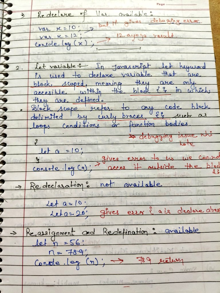 mkmpib's tweet photo. #html #css #javascript #mern #developer
Today's I learnt about:
✅Variable in Java script 
✅What is ECMA script
✅Types of Variables
✅Scope of variables https://t.co/JpLayERtZu