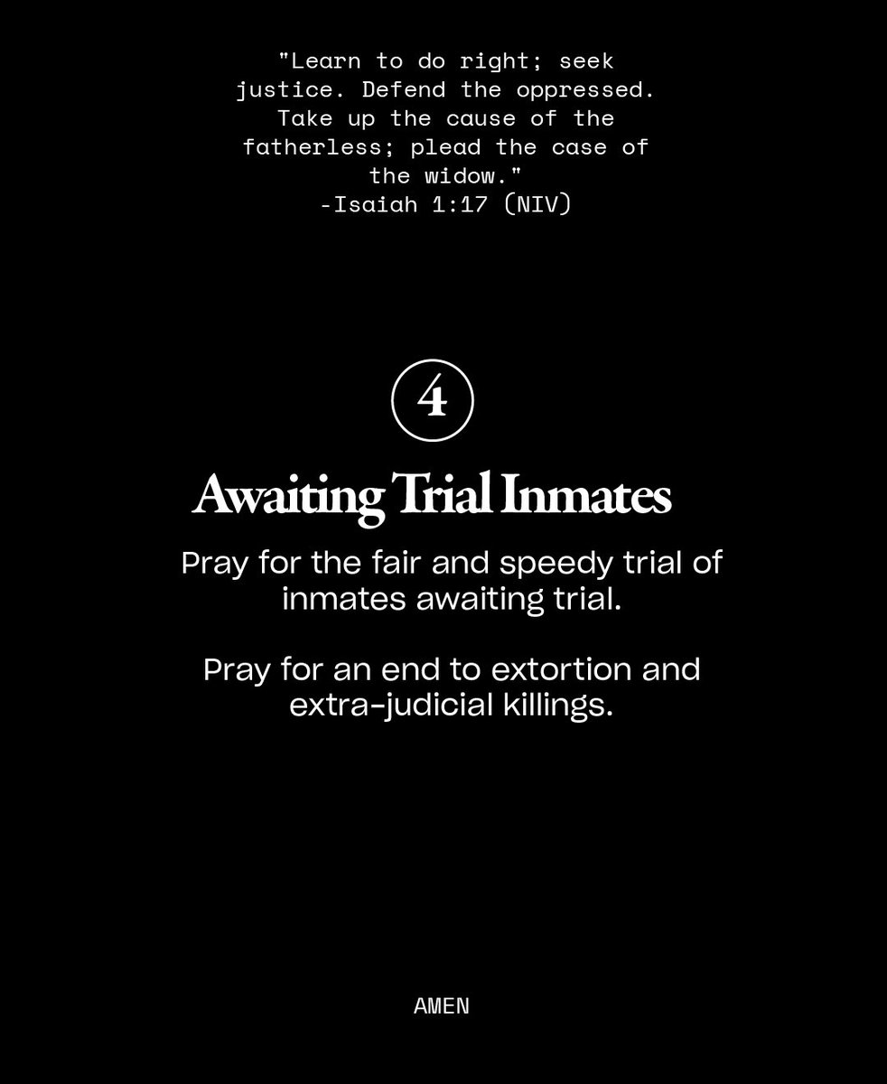 Today, we began our Justice Prayer Week, dedicating some time in our mornings and during the day to pray for the advancement of God’s just kingdom in our nation and city. Kindly pause and swipe right to pray for the justice system in Nigeria.