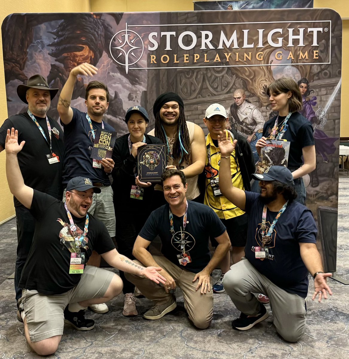 bwisegames's tweet photo. We're very proud of our designers! A bunch of our RPG team members were still at Gen Con when Gaming Trend dropped off the award, so we got to celebrate together!

The RPG launches on Kickstarter TOMORROW! 😱

We hope to see you there:
https://t.co/iLVnPY63at https://t.co/qALvLOmHn3