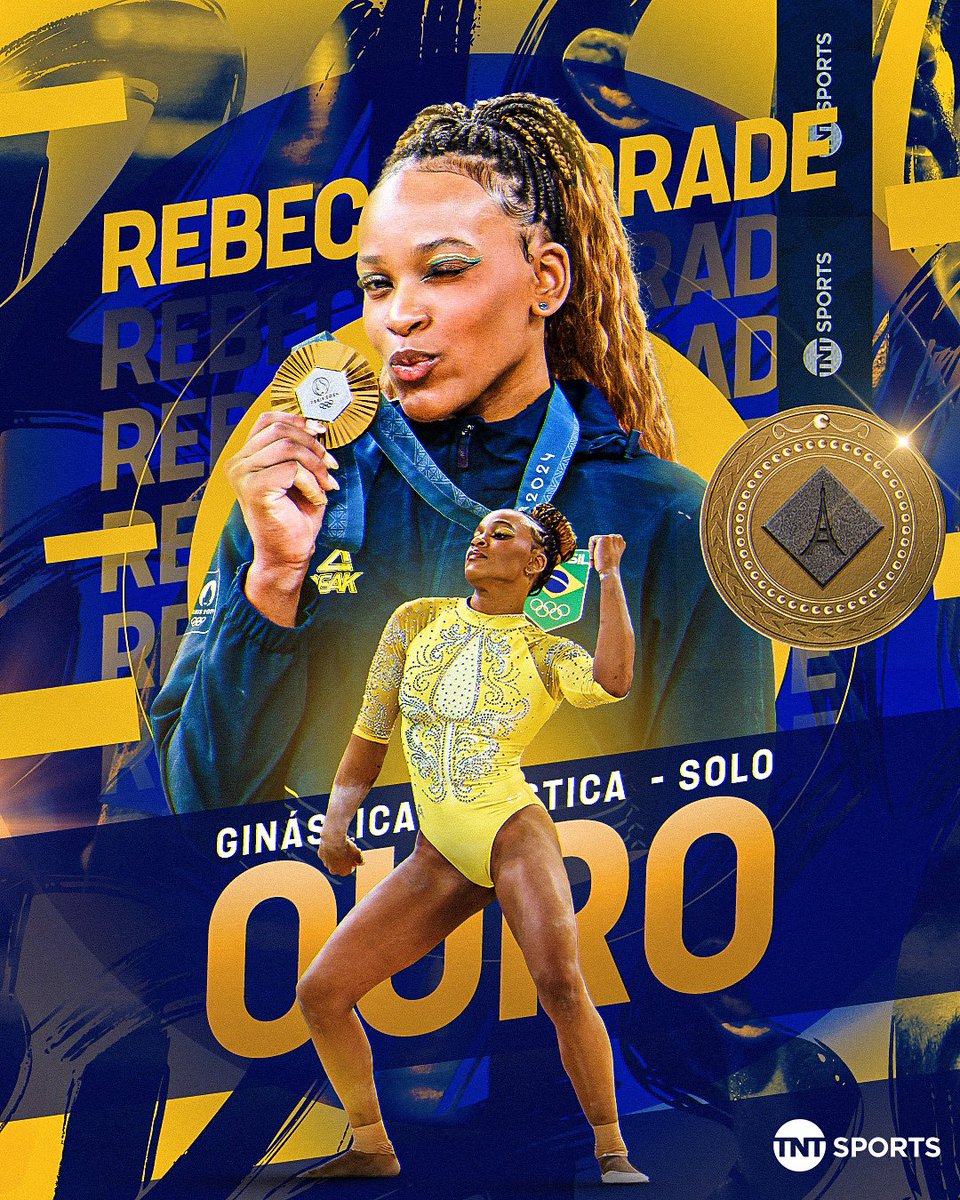 TNTSportsBR's tweet photo. É OUROOOOO! É OUROOO! PQP! REBECA! VOCÊ É LENDÁRIA! HISTÓRICA! Mais um ouro pro Brasil, mais uma medalha para REBECA ANDRADE em #Paris2024! #BrasilDeOuro 🇧🇷🥇✨ https://t.co/1G6pxnqTle