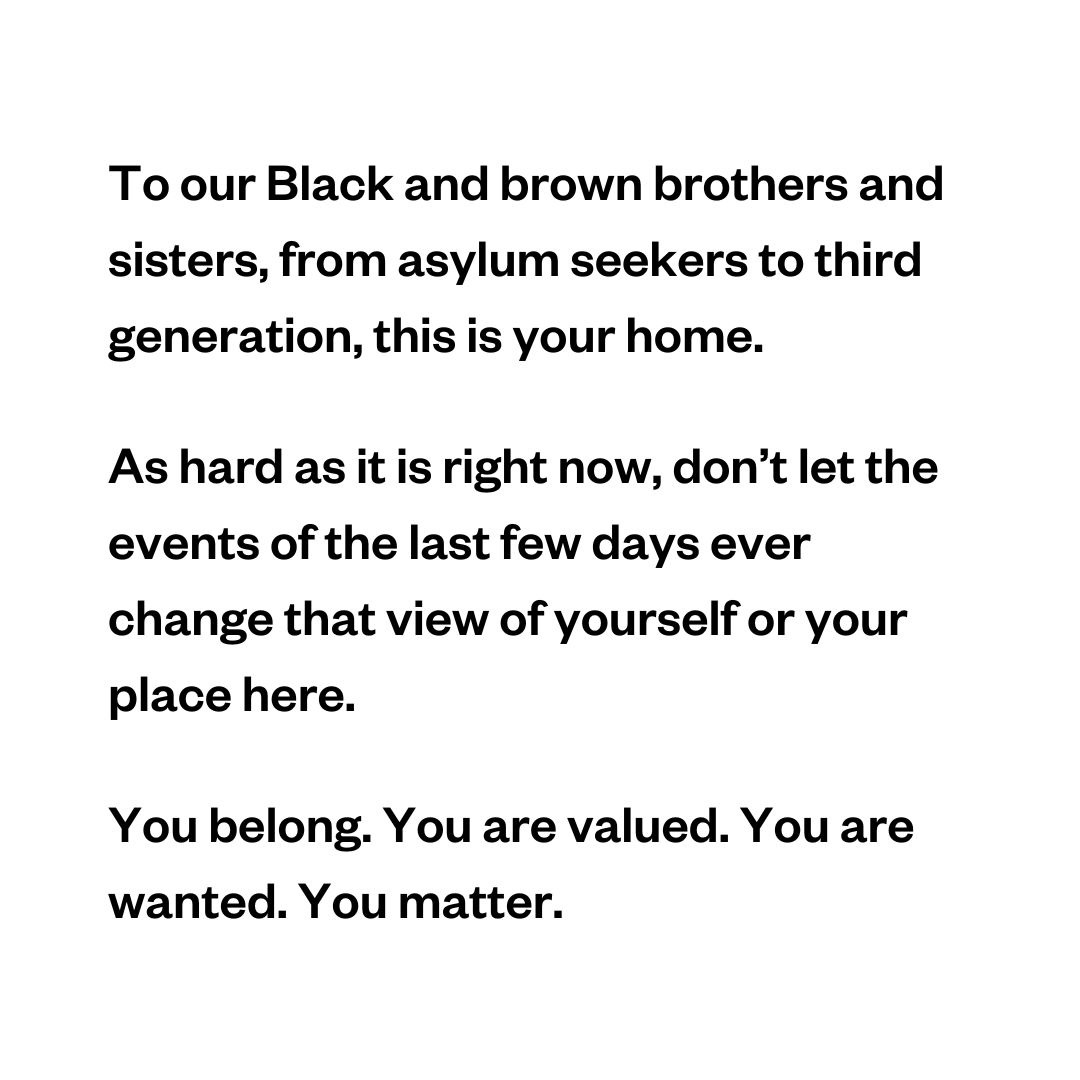 We are appalled and angered by the violence unfolding on our streets at the hands of far right groups.

No one should have to live in fear of being attacked for following their daily routine, practicing their faith, or simply existing. For thousands of young people the threat of