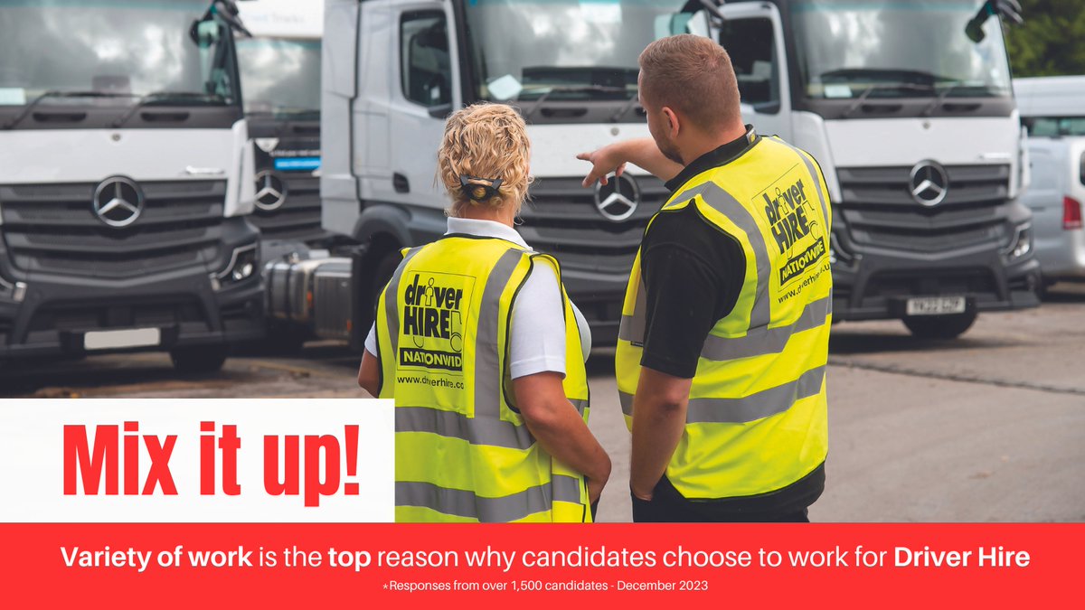 What draws candidates to <a href="/DriverHire/">Driver Hire Nationwide</a>? Last
year, the variety of work we provide emerged
as the top reason. Our rep as a friendly &amp;
welcoming workplace, coupled with the
independence our jobs offer, also ranked
among the top 3 reasons. Looking for work? Call 01622 713 333