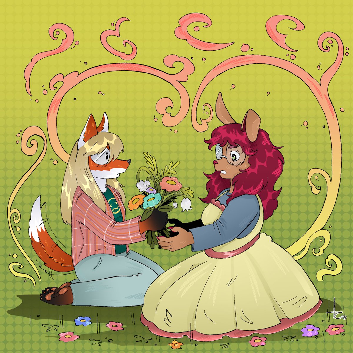 Commission I did at otakon this year of such a sweet customer. It’s her and her gfs fursonas #fursona #commissionart
