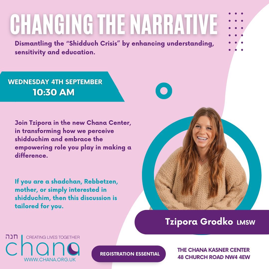 ChanaCharity's tweet photo. 📢📢📢 Chana is proud to welcome esteemed guest speaker, Tzipora Grodko, who will be speaking about how we can make a difference in dismantling the ‘shidduch crisis’. We look forward to seeing you there 💜
Sign up here: 
🔗🔗🔗https://t.co/C2cpcFDCYM https://t.co/INaRnmlrXY