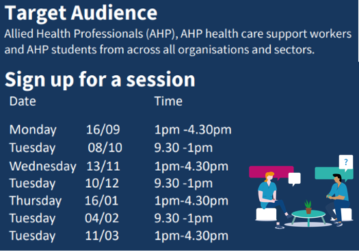 AHP Supervisory Skills sessions are now being delivered monthly and open to anyone working in an AHP role, across Scotland. To book onto one of the sessions use this link learn.nes.nhs.scot/71897/allied-h…
