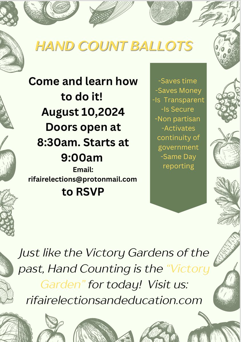 RIFairElections's tweet image. RI- express training on learning how to hand count ballots at the local level. Easy! 
Email to reserve your spot and you will be provided with details. 
#RhodeIsland #handcount @CauseAmerica @CofAMissouri