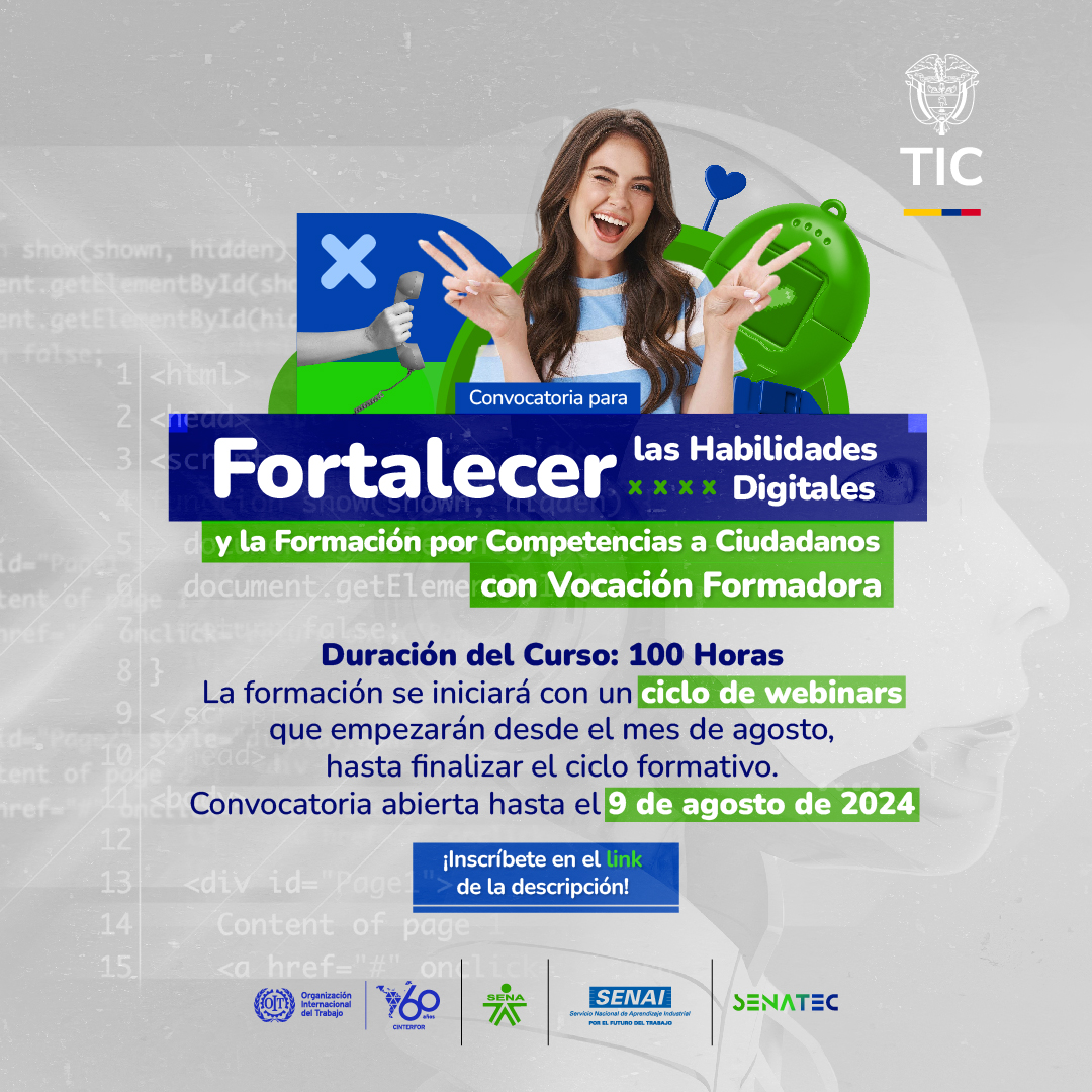 OITAndina's tweet photo. 🚨#Senatec ofrece a los ciudadanos🇨🇴con vocación formadora🧑🏫una gran oportunidad para ampliar sus conocimientos💡en tecnologías de la información🌐y así fortalecer su práctica formativa💪
🔛¡Inscríbete ya! Aquí 🔗👇https://t.co/gkrpDq2VP2 https://t.co/iPcQQvD5iI