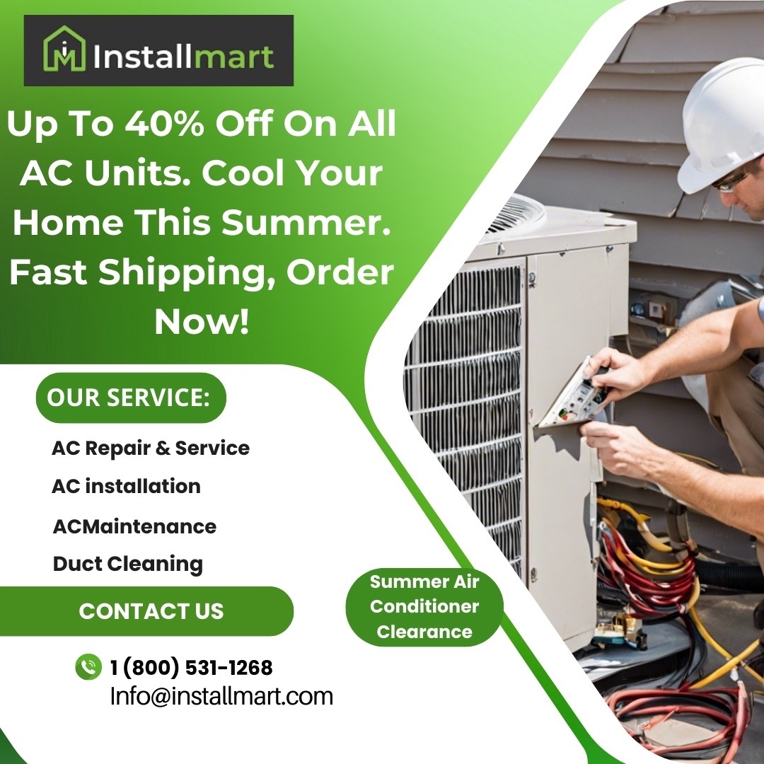installmart's tweet image. 🔥 Beat the heat with up to 40% off on all AC units! ❄️ Cool your home this summer with our fast shipping. Don’t wait, order now and stay chill! 🏠💨 #SummerSale #CoolSavings #FastShipping