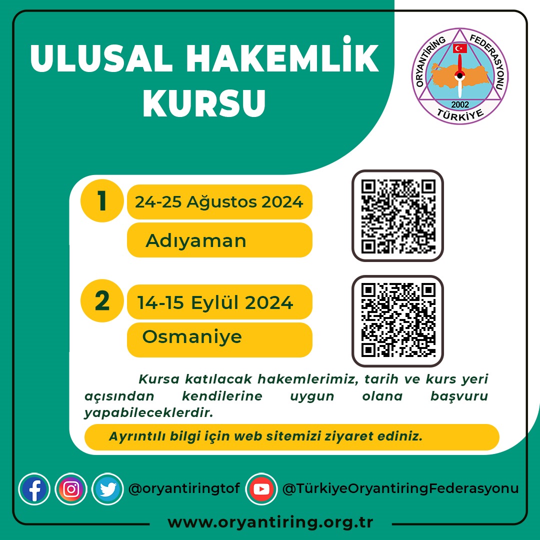 Adıyaman Ulusal Hakemlik Kursu
oryantiring.org.tr/duyuru/349_ory…
Osmaniye Ulusal Hakemlik Kursu
oryantiring.org.tr/duyuru/348_ory…
<a href="/gencliksporbak/">Gençlik ve Spor Bakanlığı 🇹🇷</a> <a href="/tekincolakoglu/">Prof. Dr. Tekin Çolakoglu 🇹🇷🇦🇿</a>