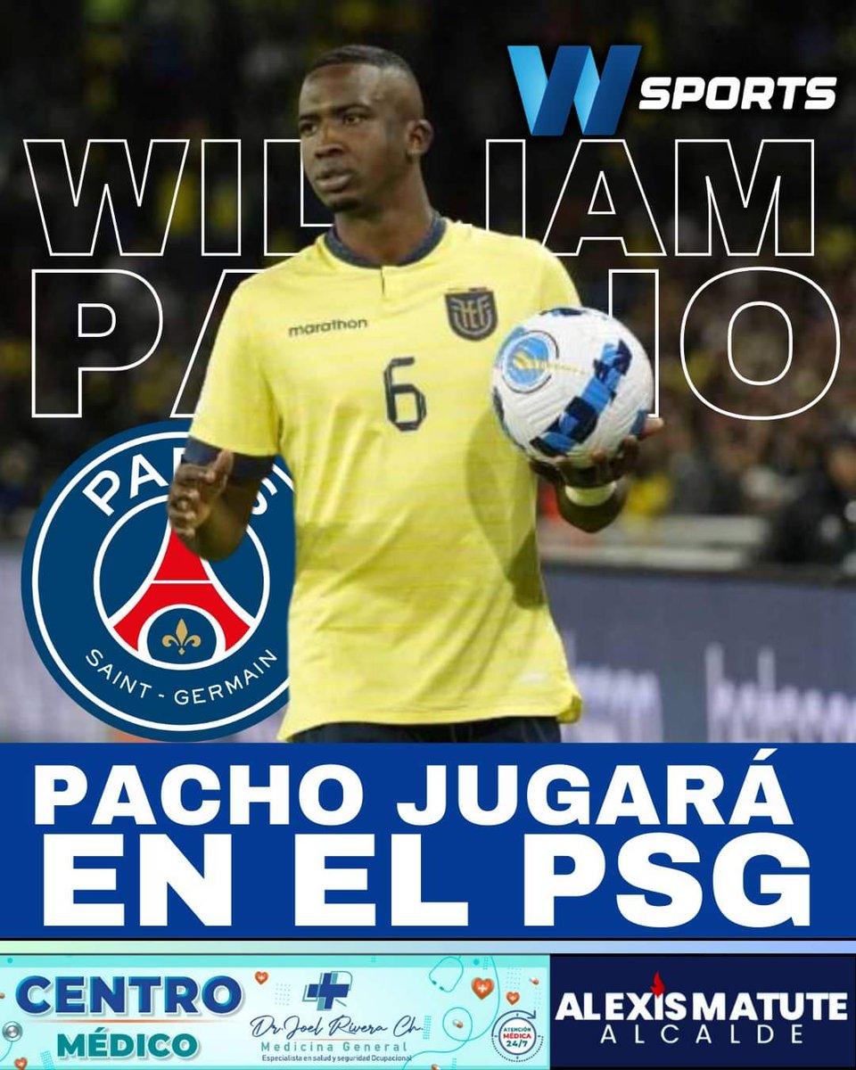 🚨 ¡Oficial! Pacho llegaría al <a href="/PSG_espanol/">Paris Saint-Germain</a> 

El defensa ecuatoriano firmará contrato y realizará chequeos médicos esta semana.

Reemplazará a Kimpembe en una defensa con Marquinhos y Skriniar. Formado en IDV, fue campeón en Bélgica y jugó en la Bundesliga. 
#Wsports
