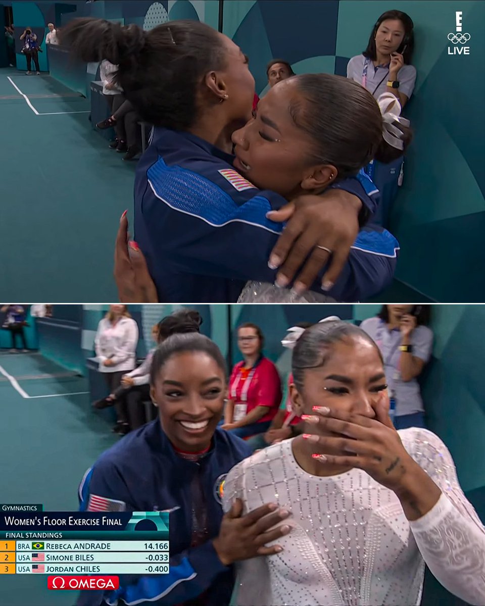 DRAMA AT THE FLOOR FINAL‼️ 

Following an inquiry, Jordan Chiles score was changed from 13.666 to 13.766 giving her the individual bronze medal 🥉