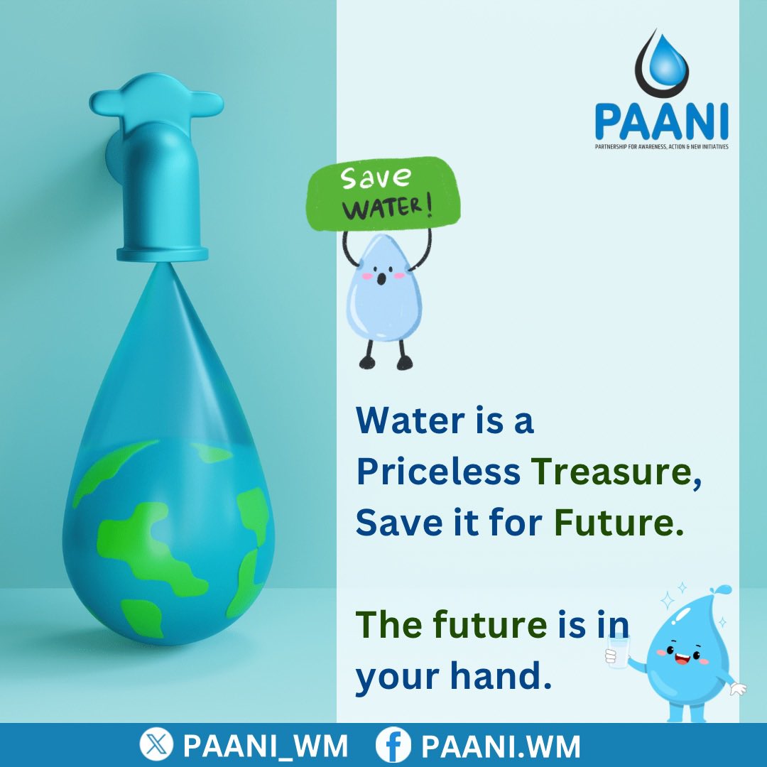 PAANI_WM's tweet photo. Conserving water💧 means protecting our future. 🌍 

Save water, save future! 
The future is in your hand. 👍

 #SaveWater #SaveEarth #SaveWater #ConserveWater #WaterForAll https://t.co/AWe6IrxUIz