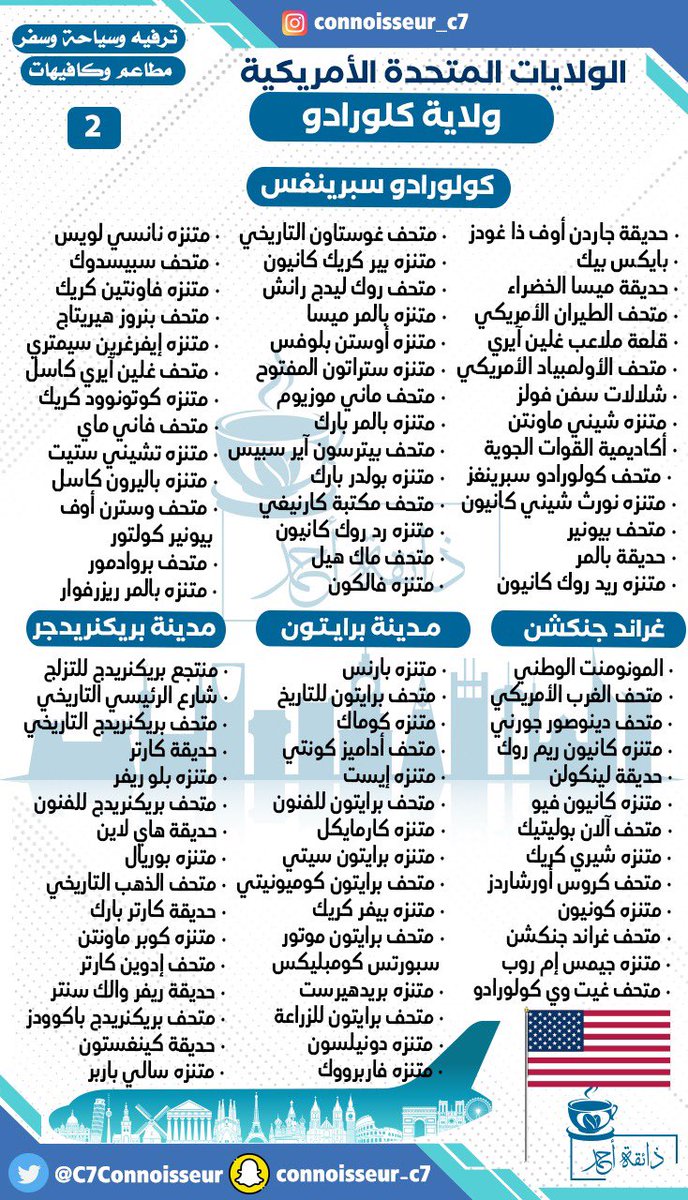 C7Connoisseur's tweet photo. ثريد 🇺🇸 
معلومات سياحية عن ولاية كولورادو 
دنفر - بولدر - ليكوود - أورورا - فورت كولينز - ثورنتون - أرفادا - بويبلو - وستمنستر - كولورادو سبرينغس - غريلي . https://t.co/tswLCC2hhi