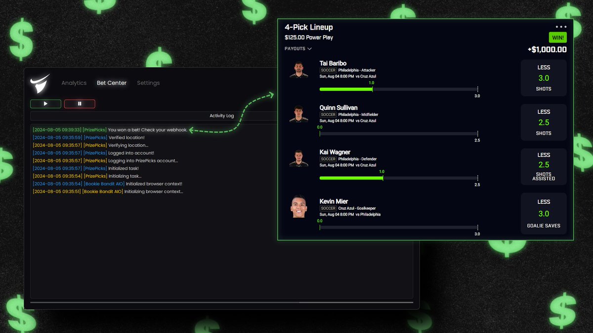 Bookie Bandit (@bookiebanditgg) on Twitter photo we need beta testers...
who wouldn't want a bot that can print money automatically?
comment "GG" and keep your DMs open. we need beta testers...
who wouldn't want a bot that can print money automatically?
comment "GG" and keep your DMs open.