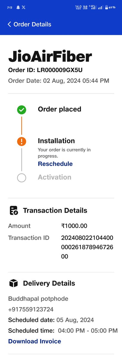 Buddhapal7559's tweet photo. #jio @JioCare  Is Any customer support For JioAir Fiber Is Available OR not, Why Installation Is delaying And there Is not support Support Or excutive Help @JIOAIRFIBERIN https://t.co/B6HSRZXU7n