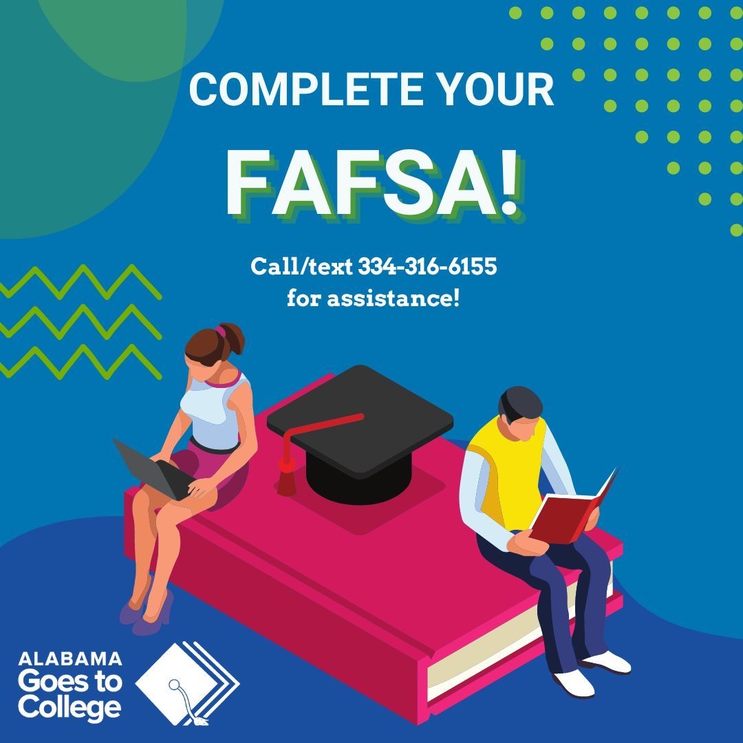 alabamapossible's tweet photo. Be sure to complete your FAFSA today! Visit https://t.co/whuNfOEo9h or call/text us at 334-316-6155 for help!

#DotheFAFSA #ALGoes2College #removingbarriers #SummerBuild #AlabamaPossible https://t.co/VAWjS32Y7T