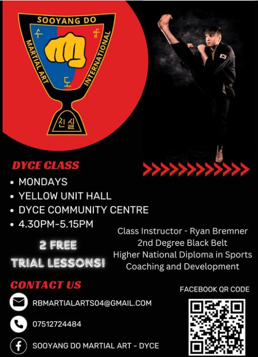 We are delighted to share a fantastic opportunity to try out Martial Arts! ✔️🥋 Our partners Sooyang Do Martial Art- Dyce are offering some #FREE sessions for juniors aged 7 to 12 years old. See details on the post. 
@DycePrimary @DycePrimary1 <a href="/DycePri_Parents/">Dyce Primary School Parent Council</a>